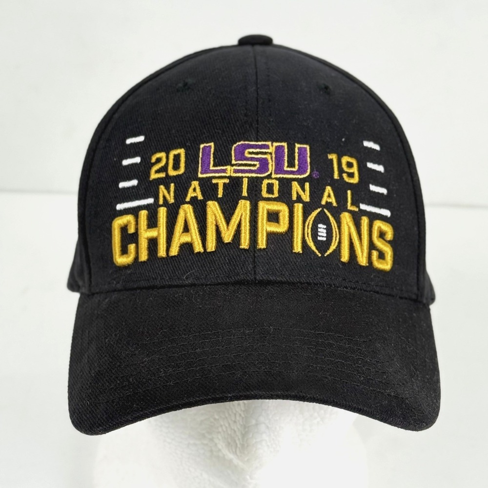 LSU Tigers 2019 Champions Baseball Cap Hat Louisiana Purple Gold Black Strapback